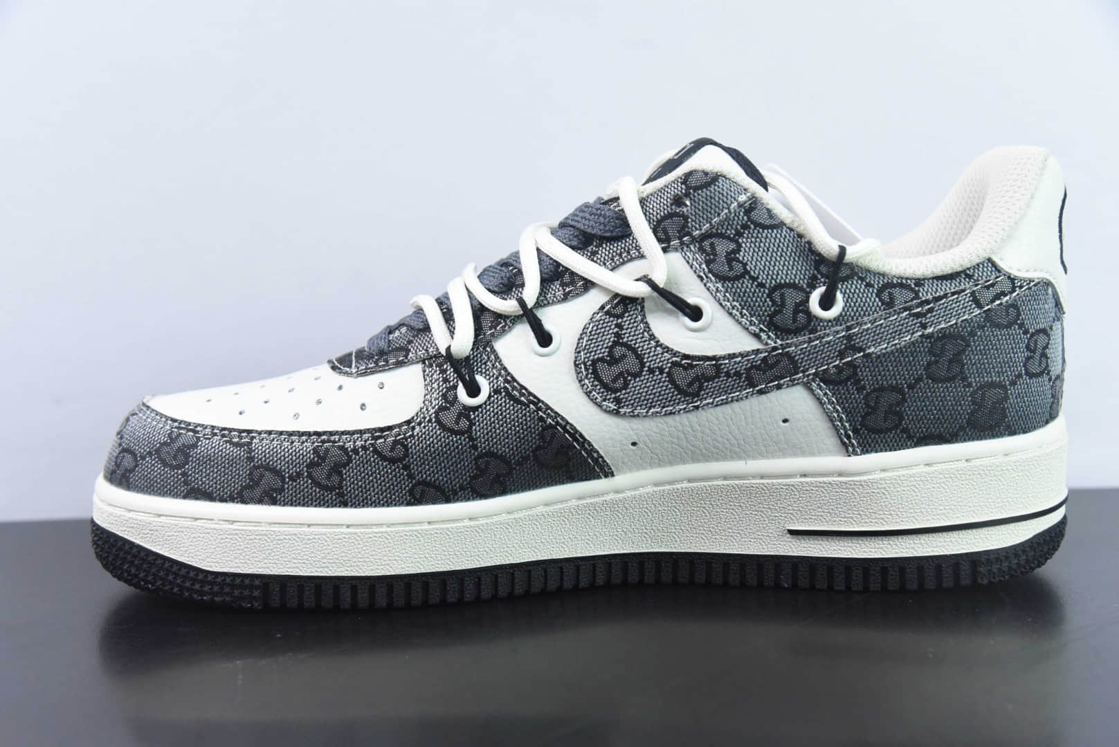 耐克Nike Air Force 1 AF1白黑牛仔古驰印花空军一号低帮休闲板鞋纯原版本 货号:BD7700-555