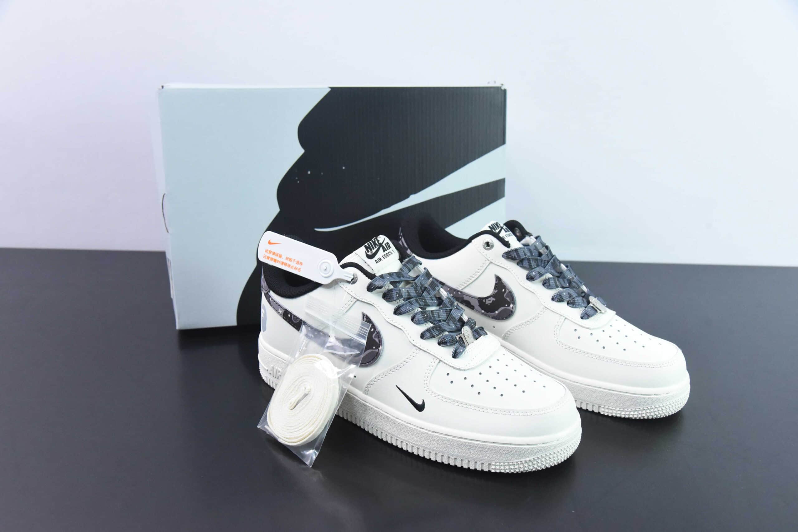 耐克Nike Air Force 1 AF1 白灰迷彩刺绣空军一号低帮休闲板鞋纯原版本 货号:PF9055-761