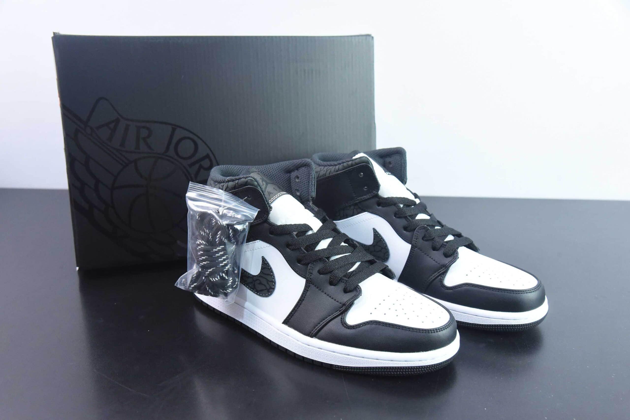 乔丹Air Jordan 1 Mid AJ1黑白爆裂纹中帮文化休闲板鞋纯原版本 货号：FB9911-001