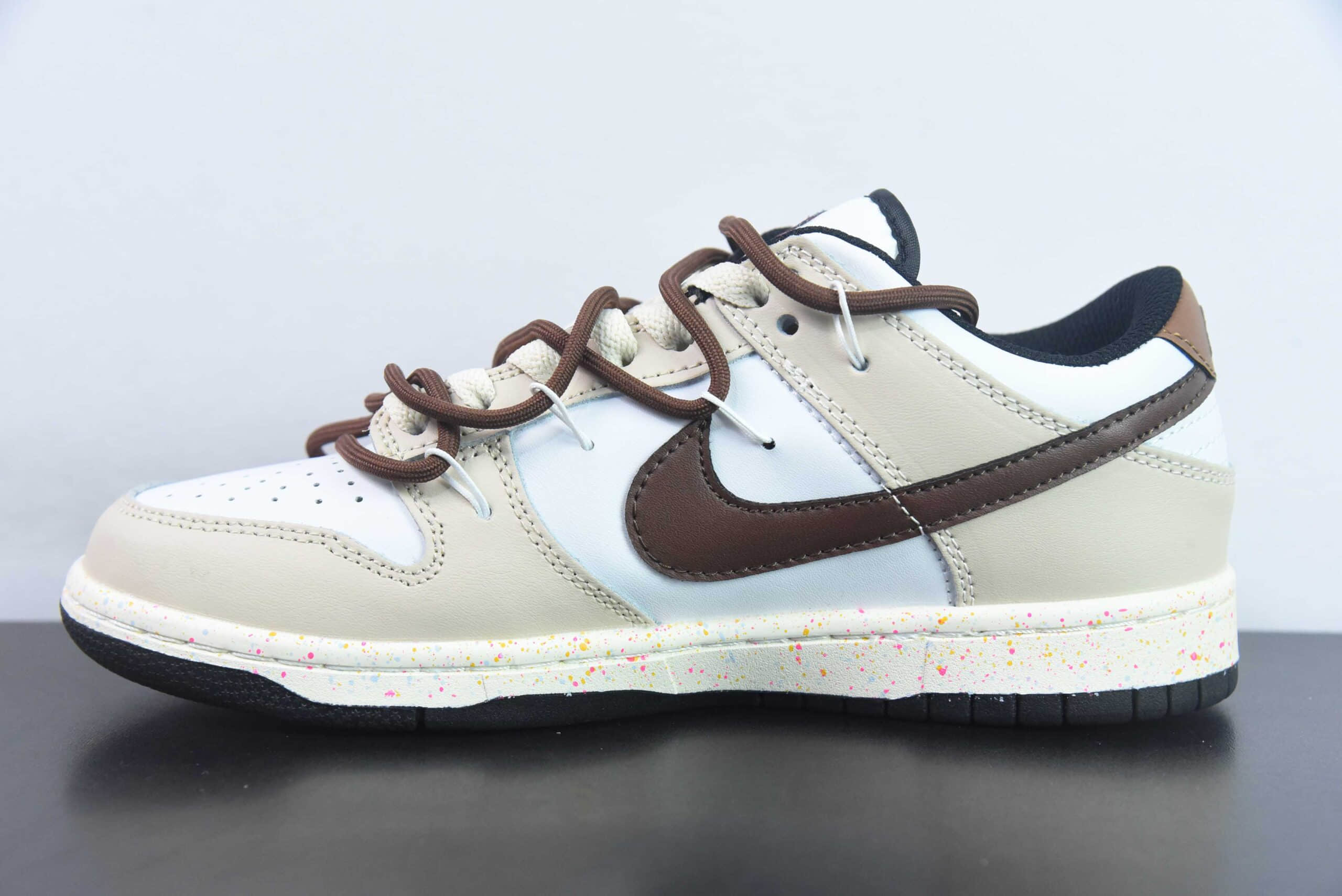 耐克Nike Dunk Low ”Multi Color“ 白棕摩卡活力三勾定制版解构绑带休闲板鞋纯原版本 货号:CZ2496-101