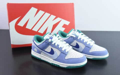 耐克Nike SB Dunk Low 85 兰白色小花双勾绑带 SB低帮运动休闲板鞋纯原版本 货号：DO9457-144
