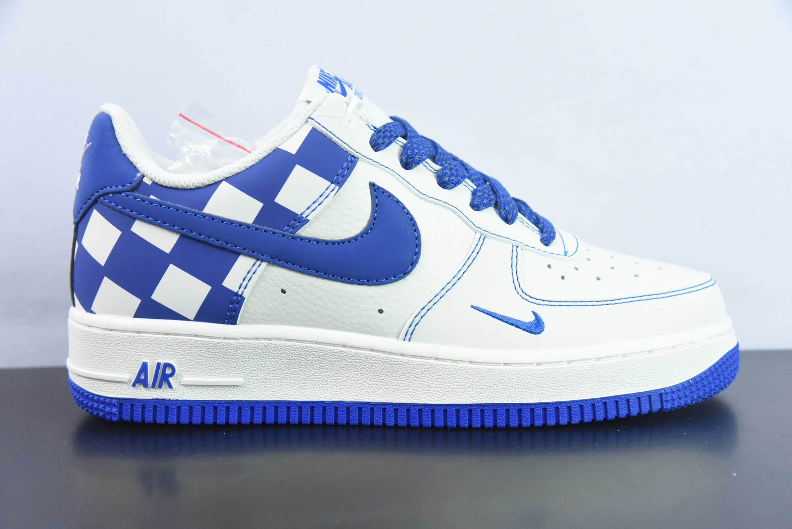 耐克Nike Air Force 1 Low 格子拼接白蓝空军一号低帮运动休闲板鞋纯原版本 货号：GZ5688-088