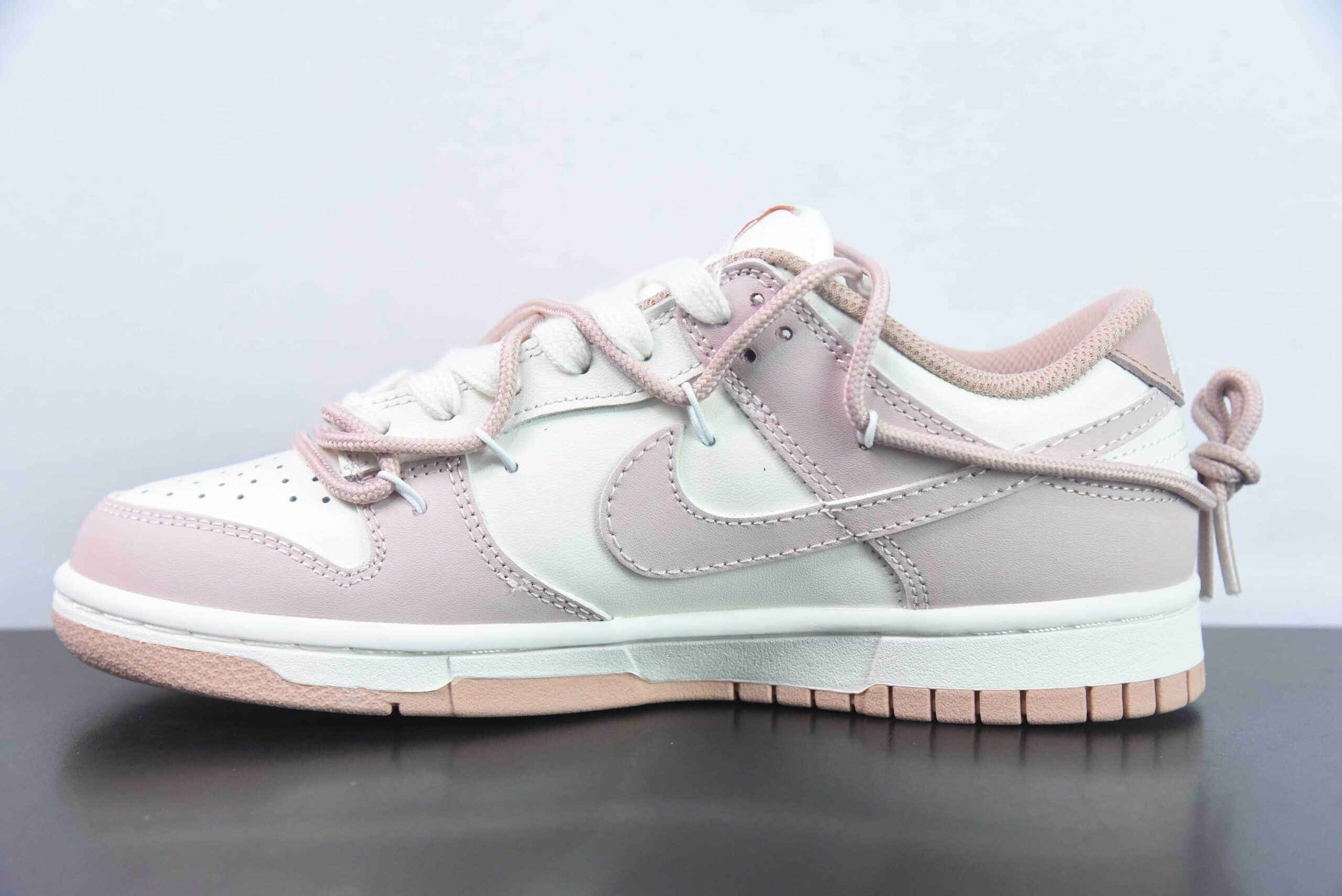 耐克Nike SB Dunk Low”PinkWhite“浅粉米白情人节绑绳SB扣篮系列低帮经典百搭休闲运动板鞋纯原版本 货号:DD1503-118