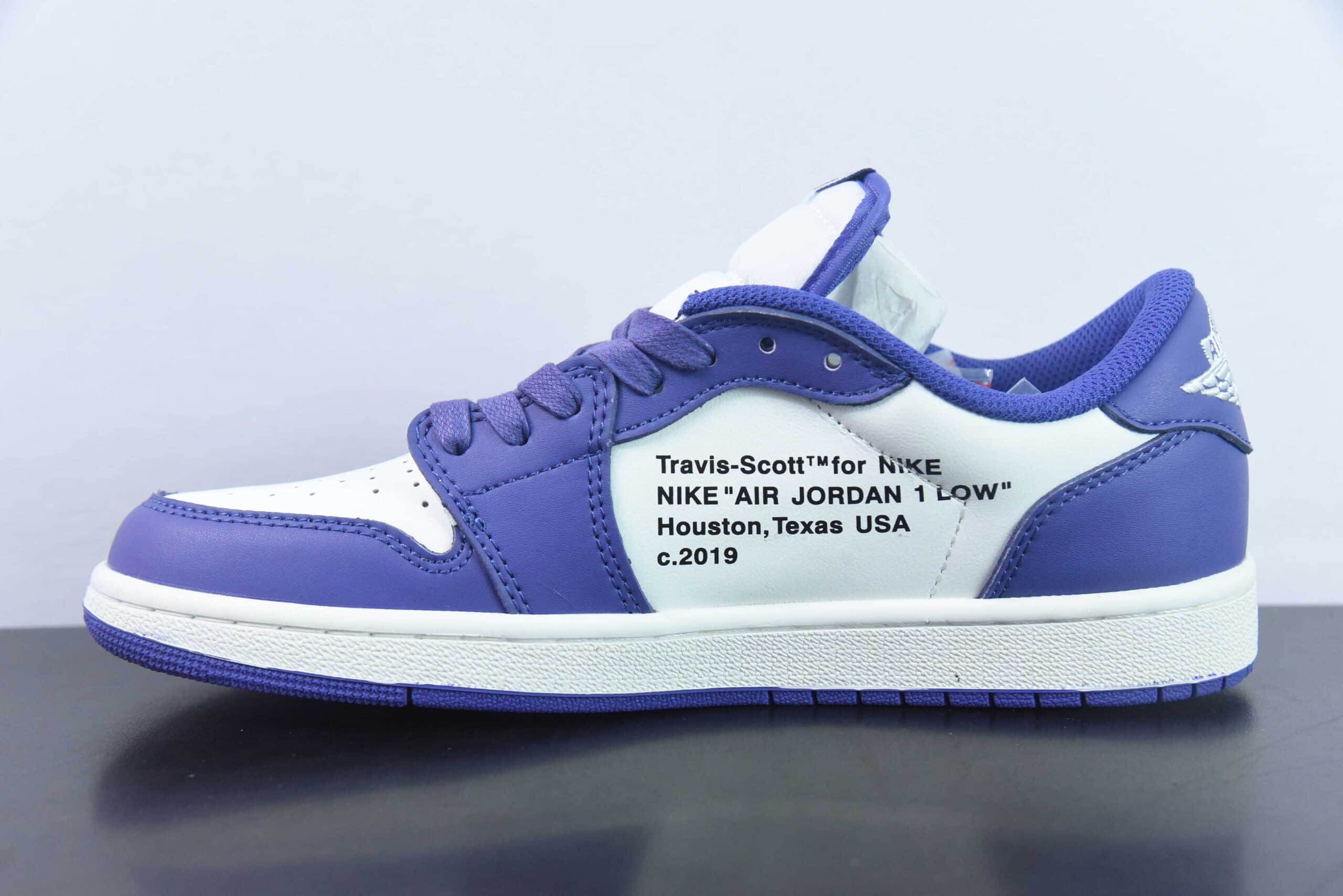 乔丹Air Jordan OFF WHITE x Travis Scott x Nike Air Jordan AJ1 Low TS联名白紫倒钩 OW三方联名低帮篮球鞋纯原版本 货号：DM7890-386