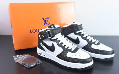 耐克NIke Air Force 1 ’07 Low “LV联名白黑印花”空军一号中帮休闲板鞋纯原版本 货号：DV0688-400