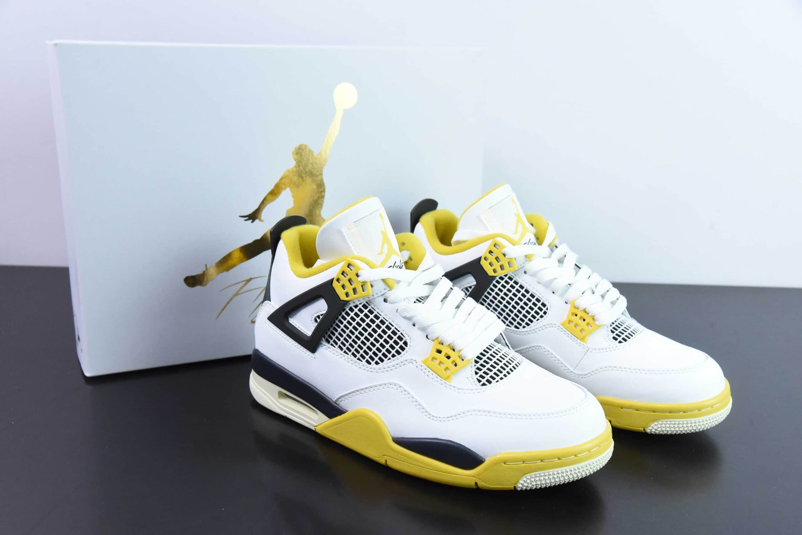 乔丹Air Jordan 4 Military Blue AJ4白黄雷公男子文化篮球鞋纯原版本 货号：AQ9129-101 