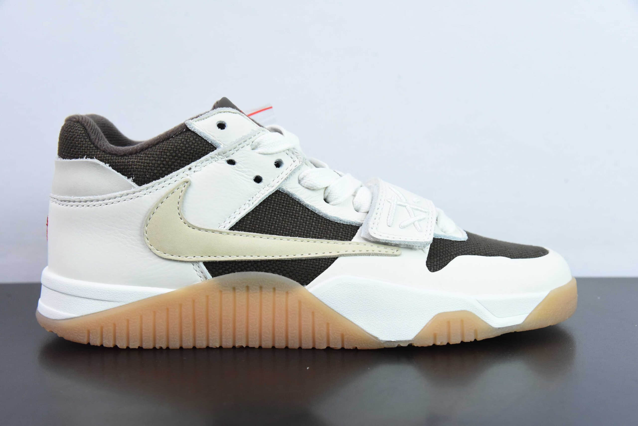 乔丹Jordan Travis Scott X Nike Jordan Cut The CheckReverse MochaTS联名反转摩卡棕白倒钩系列中帮复古百搭休闲运动文化篮球鞋纯原版本 货号：FZ8117-100