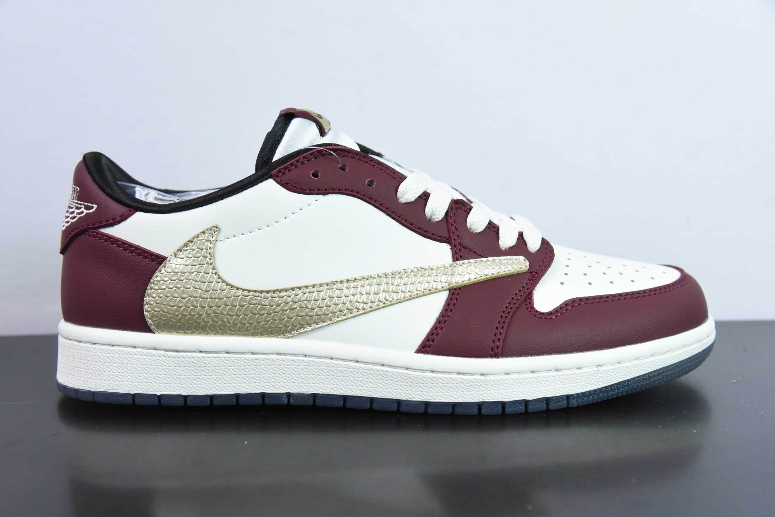 乔丹Air Jordan Travis Scott x Air Jordan 1 Low OG Reverse Mocha TS联名龙年限定红金倒钩低帮复古篮球鞋纯原版本 货号:FJ5735-100