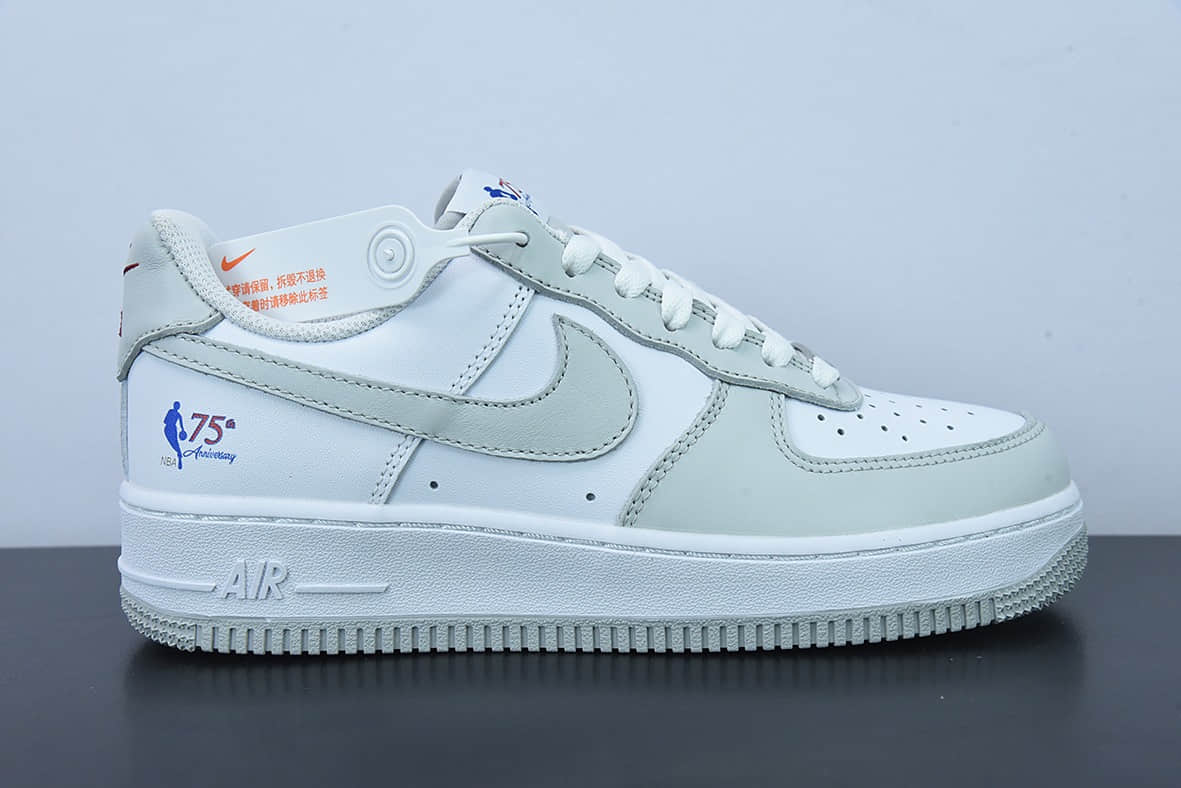 耐克Nike Air Force 1 NBA75周年纪念款灰白空军一号低帮休闲板鞋纯原版本 货号:AA6902-201