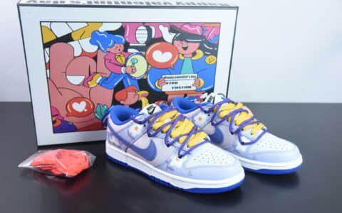 耐克Nike Dunk Low白蓝红小花 SB绑带低帮休闲板鞋纯原版本 货号：CW1590-104