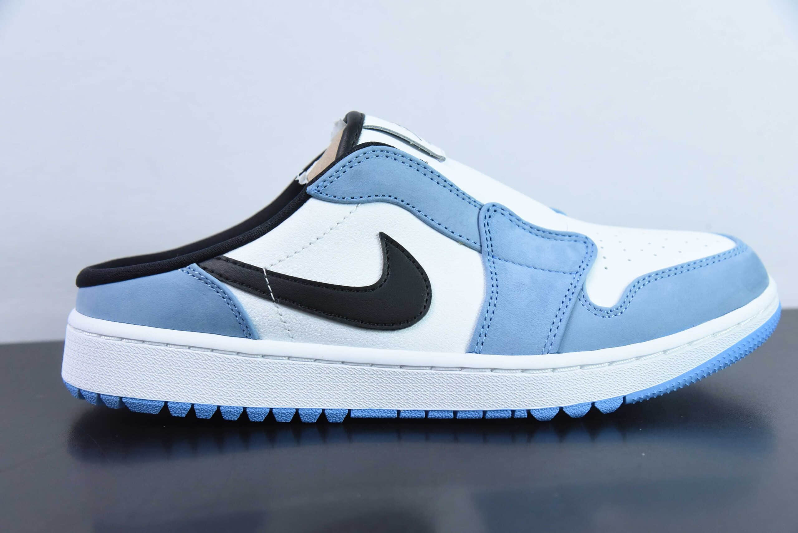 乔丹Air Jordan 1 Mule Golf University Blue AJ1北卡蓝高尔夫一脚蹬低帮休闲板鞋纯原版本 货号：FJ1214-400