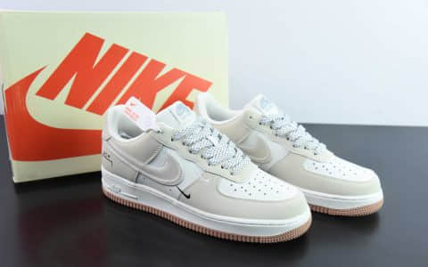 耐克Nike Air Force 1’07 Low 联名定制款卡其灰三勾空军一号低帮休闲板鞋纯原版本 货号：AC-639811