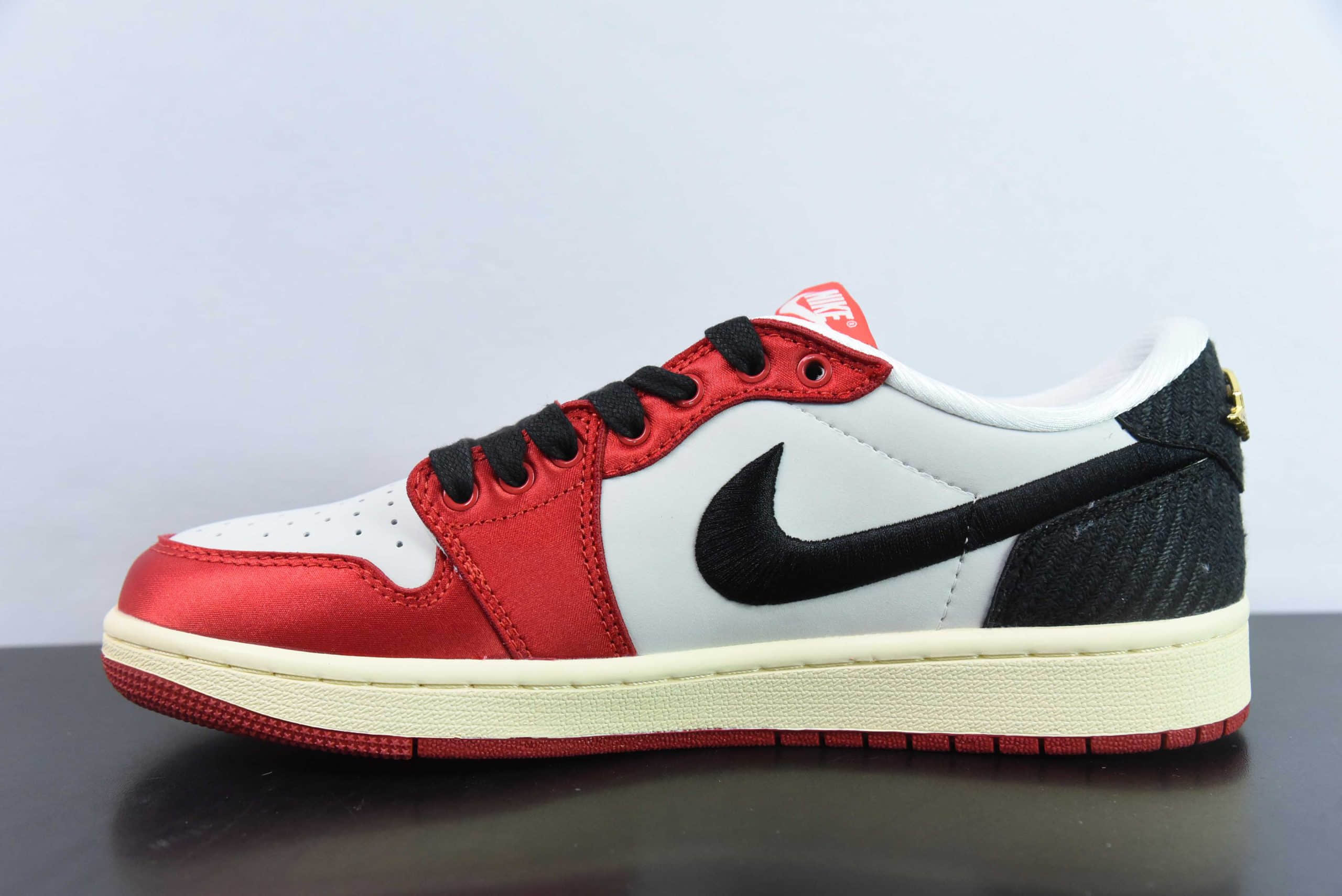 乔丹Air Jordan 1 Low 黑红丝绸脚趾AJ1低帮休闲板鞋纯原版本 货号:FN0432-100