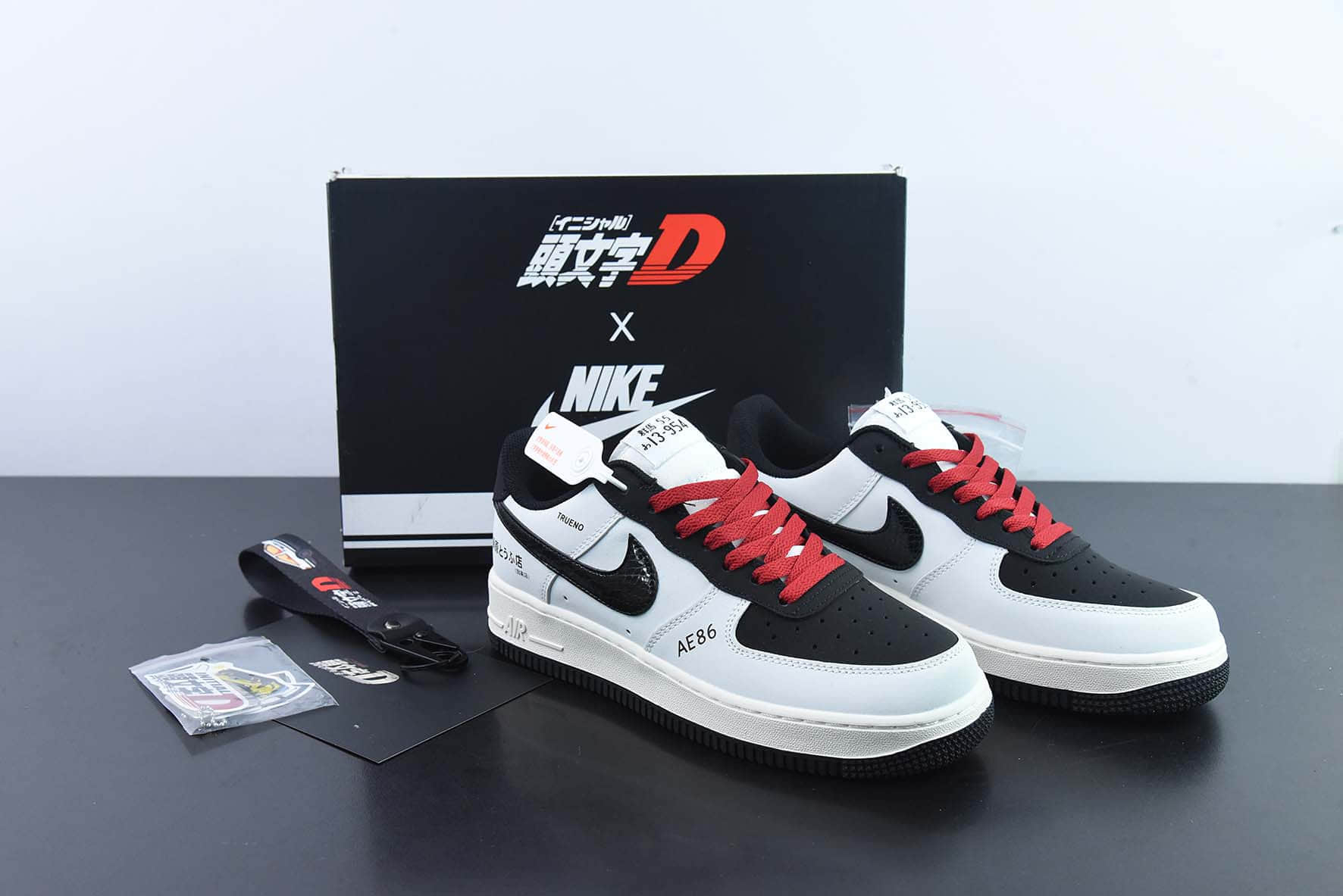 耐克Nike Air Force 1 Low 07白黑红藤原拓海绑绳空军一号低帮休闲板鞋纯原版本 货号:AE1686-668