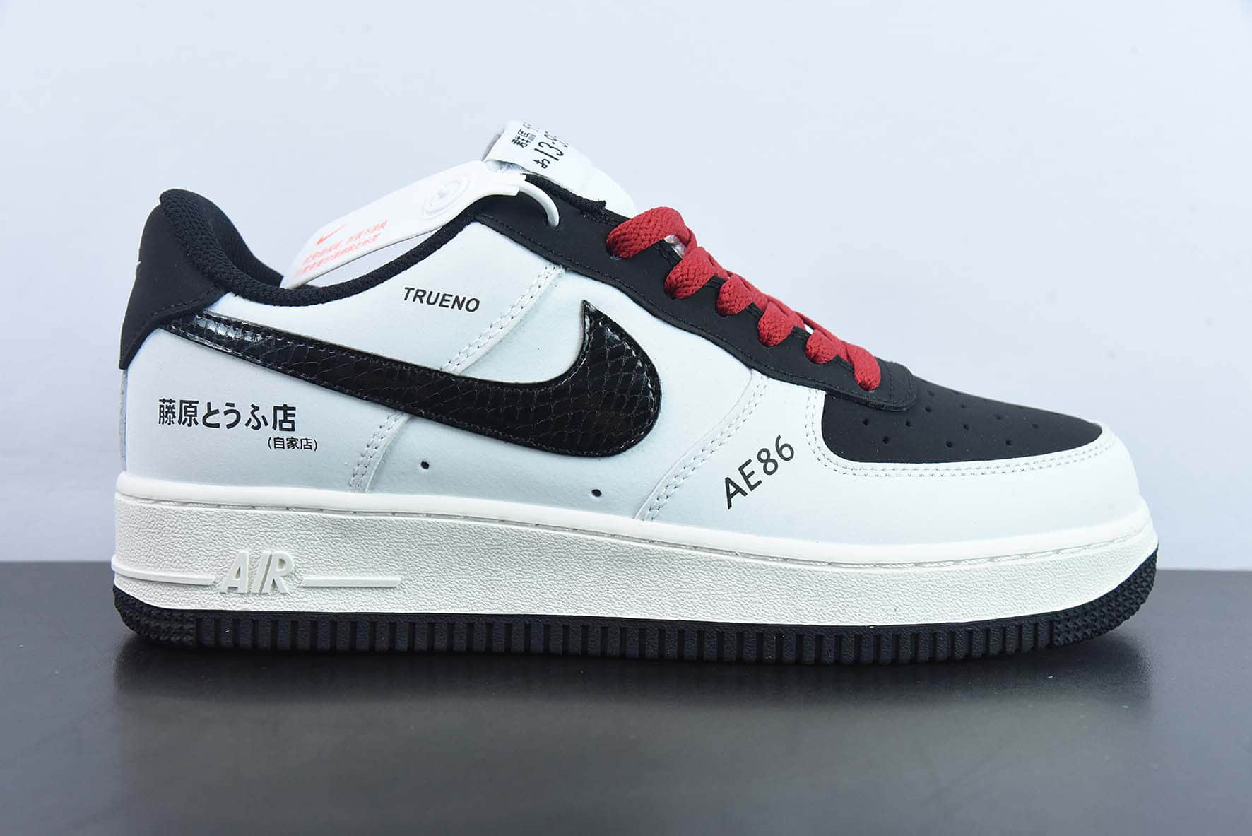 耐克Nike Air Force 1 Low 07白黑红藤原拓海绑绳空军一号低帮休闲板鞋纯原版本 货号:AE1686-668