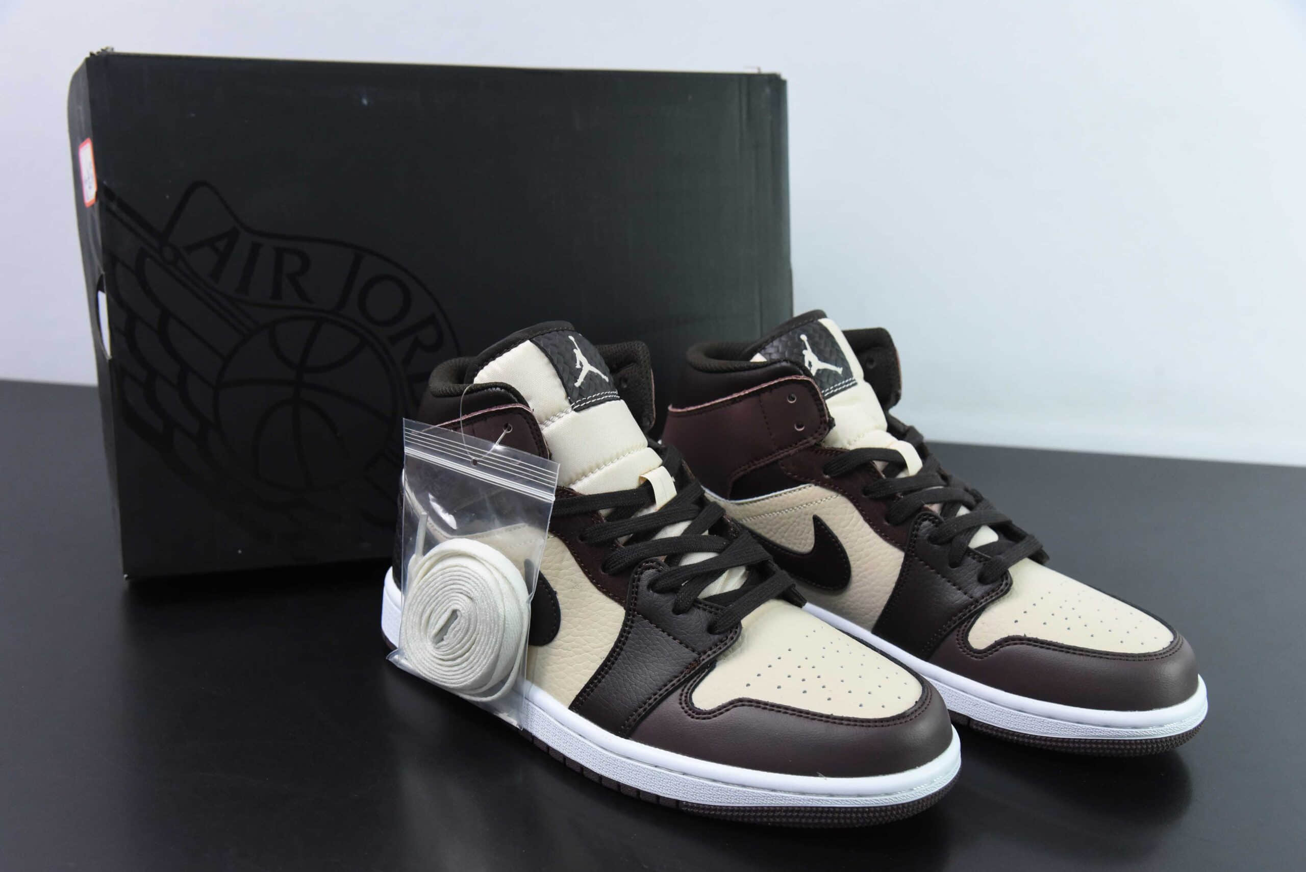 乔丹Air Jordan 1 Mid AJ1米黑棕中邦文化休闲板鞋纯原版本 货号:FZ4359-200