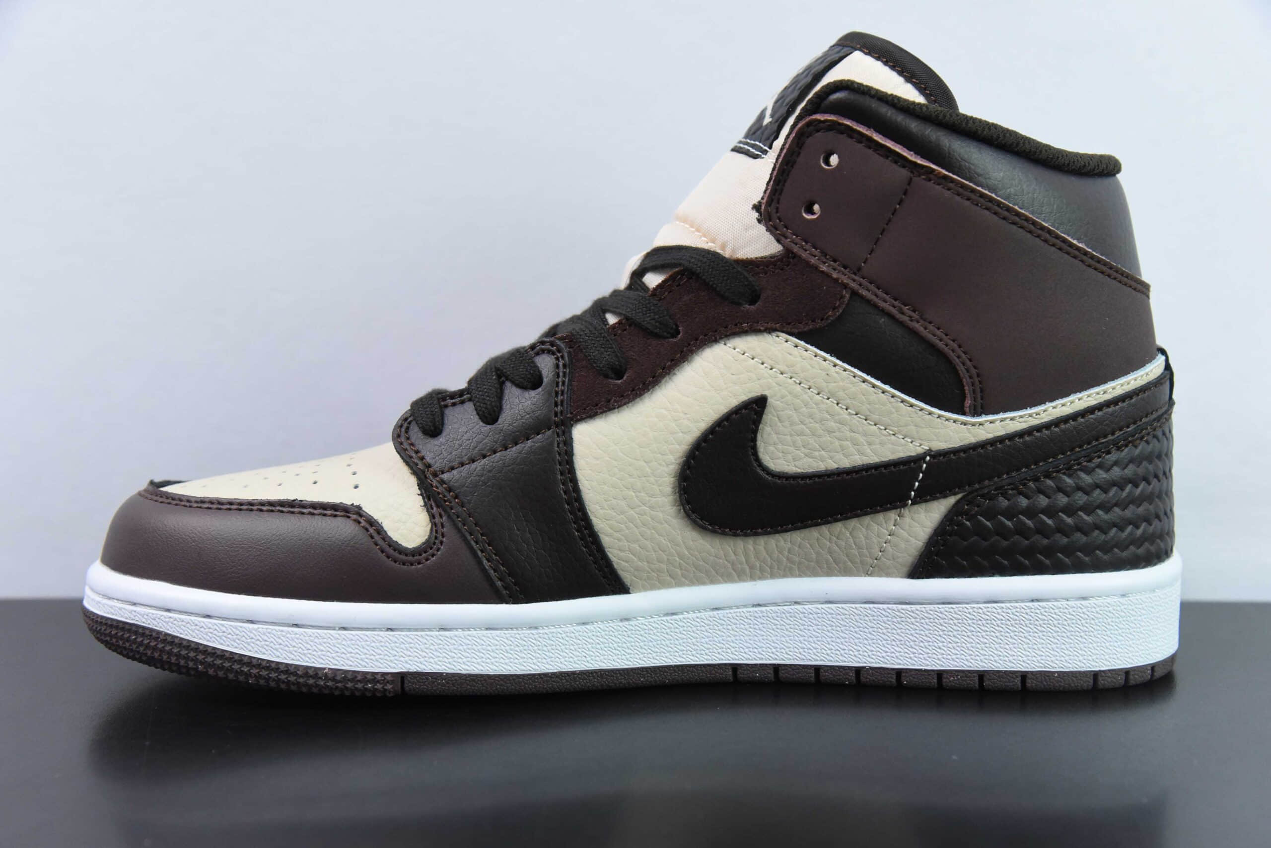 乔丹Air Jordan 1 Mid AJ1米黑棕中邦文化休闲板鞋纯原版本 货号:FZ4359-200