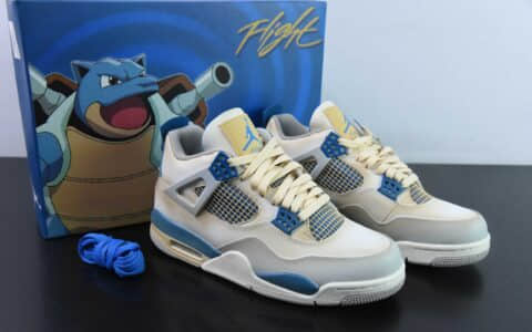 乔丹Air Jordan 4 Retro OG AJ4白宝蓝杰尼龟中帮复古文化篮球鞋纯原版本 货号：308497-105