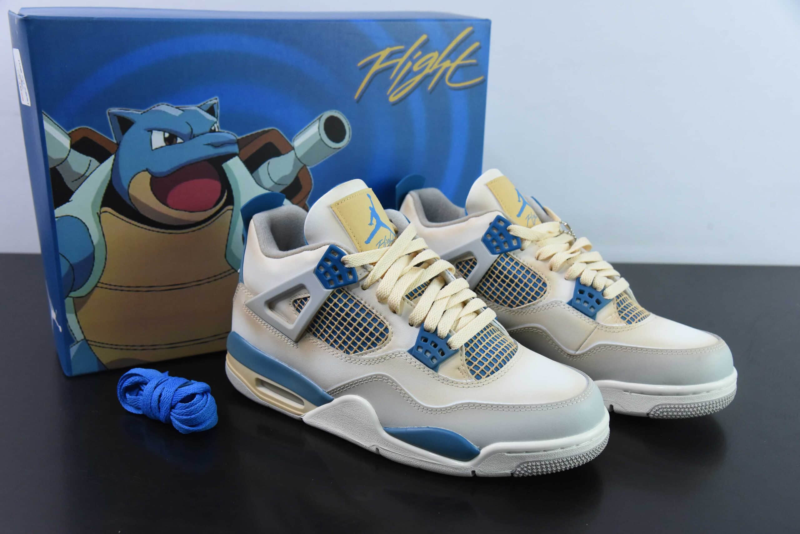 乔丹Air Jordan 4 Retro OG AJ4白宝蓝杰尼龟中帮复古文化篮球鞋纯原版本 货号：308497-105