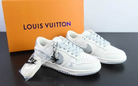 耐克Nike SB Dunk Low 白灰银LV联名SB低帮休闲滑板鞋纯原版本 货号：DQ1098-355
