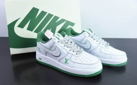 耐克Nike Air Force 1 AF1白绿 LV印花空军一号低帮休闲板鞋纯原版本 货号：BS8805-603