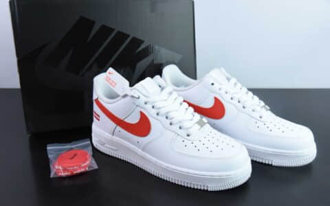 耐克Nike Supreme x Nk Air Force 1'07 Low 白红联名空军一号低帮休闲板鞋纯原版本 货号：CU9225-101