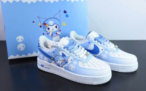 耐克Nike Doraemon x Nk Air Force 1'07 Low 小巫女联名款骷髅头渐变白蓝空军一号低帮休闲板鞋纯原版本 货号：CW2288-111