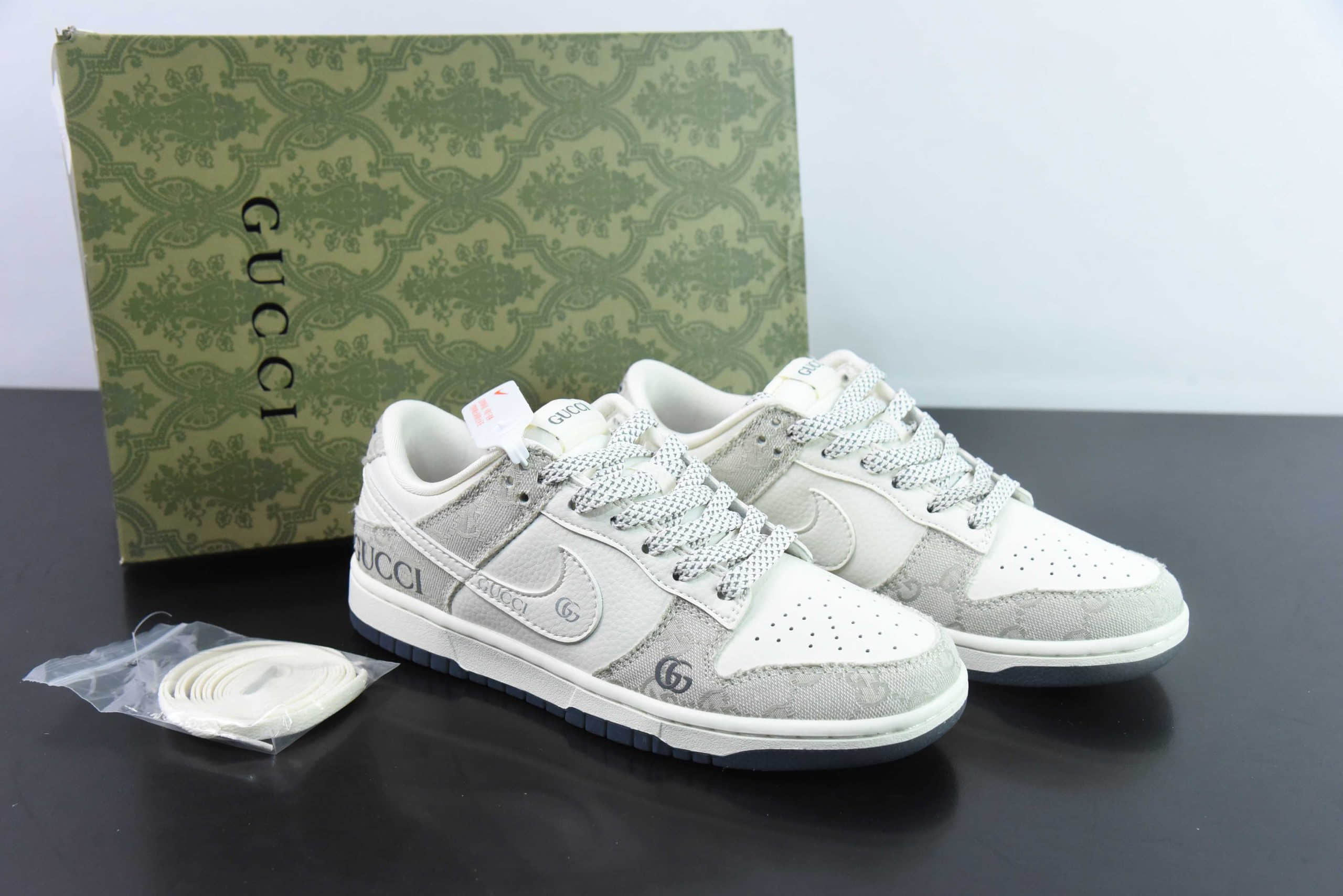 耐克Nike SB Dunk Low 古驰联名烟灰周年高端定制SB低帮休闲板鞋纯原版本 货号：CF3688-003