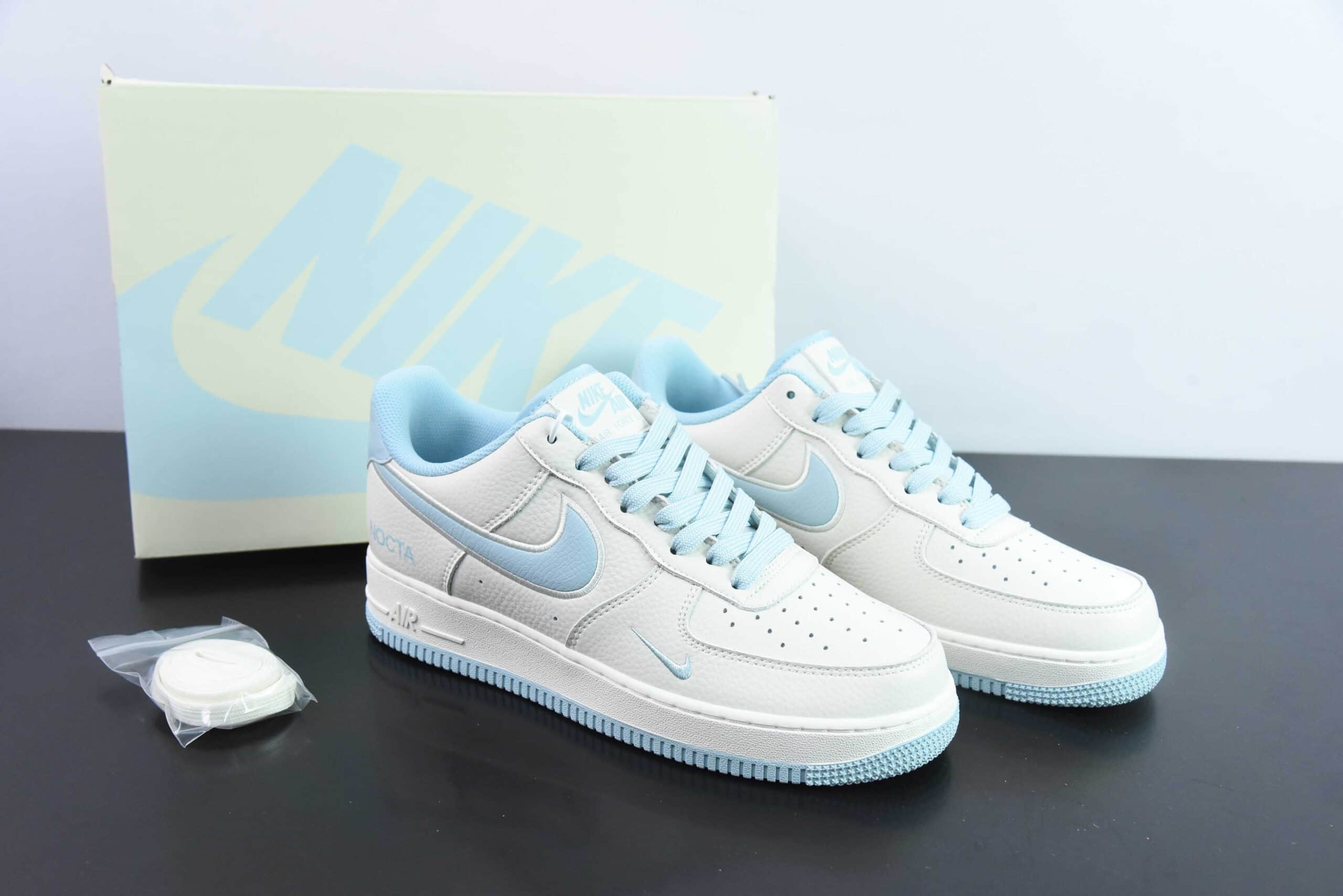耐克Nike Air Force 1 07 LowNOCTA联名米白浅蓝电绣双钩空军一号经典低帮百搭休闲运动板鞋纯原版本 货号:N00224-026