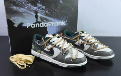 耐克Nike SB Dunk Low 熊猫恶作剧绿野浮渊解构抽绳SB低帮休闲滑板鞋纯原版本 货号：FD0350-133