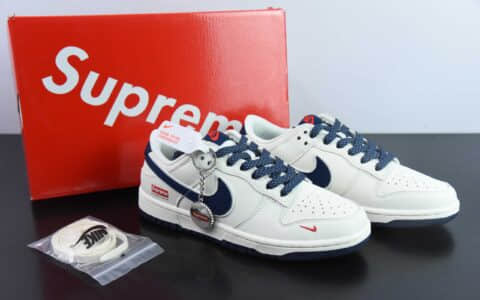 耐克Nike SB Dunk Low“Supreme巴黎世家联名米白蓝帆布SB低帮休闲滑板鞋纯原版本 货号：XX2025-310