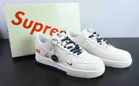 耐克Nike Air Force 1'07 Low Supreme联名白蓝双拼空军一号低帮休闲板鞋纯原版本 货号：XZ6188-001
