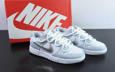 耐克Nike Dunk Low Retro 浅灰蓝白银 SB绑带低帮休闲板鞋纯原版本 货号： HF0730 -160