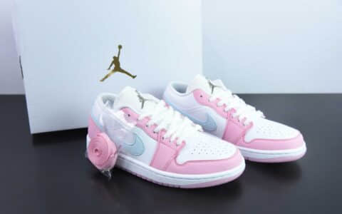 乔丹Air Jordan 1 Retro Low WhitePink FoamGlacier Blue AJ1白粉冰淇淋低帮休闲板鞋纯原版本 货号：HM3706-141