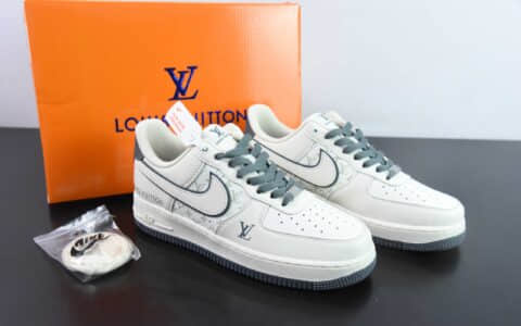 耐克NIke Air Force 1 '07 Low “LV联名米灰印花”空军一号低帮休闲板鞋纯原版本 货号：FB0788-200