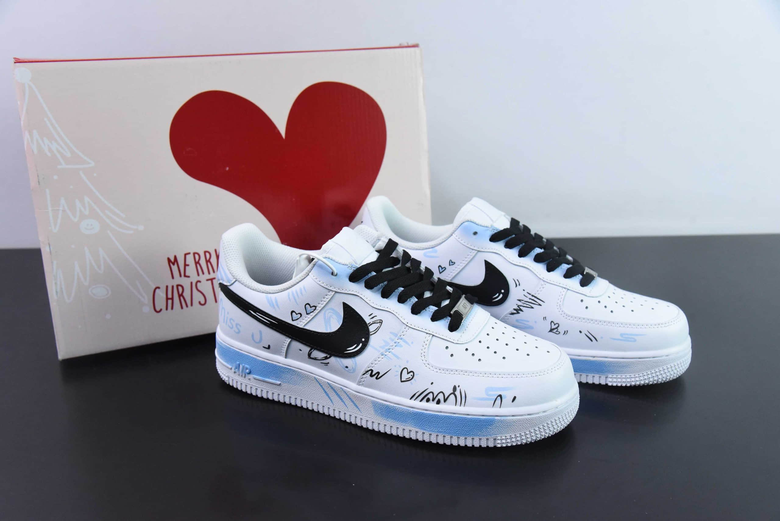 耐克Nike Air Force 1 Low’07 七夕限定彼岸情书白蓝喷绘空军一号低帮休闲板鞋纯原版本 货号：CW2288-111 