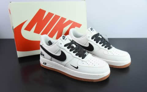 耐克Nike Air Force 1'07 Low斯图西联名米黑生胶空军一号低帮休闲板鞋纯原版本 货号：XZ5688-001
