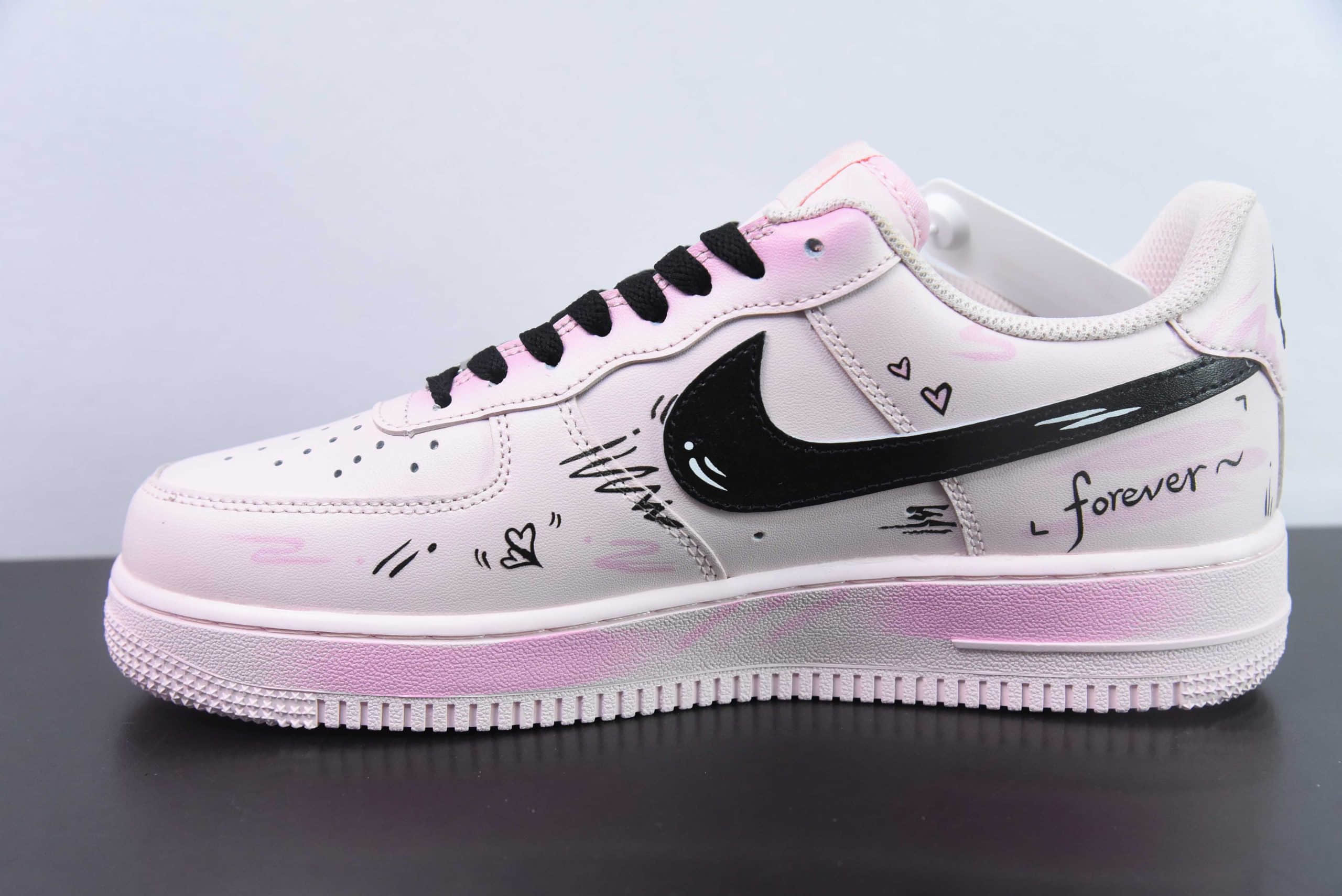 耐克Nike Air Force 1'07 Low七夕限定二次元主题彼岸情书桃粉喷绘空军一号低帮休闲板鞋纯原版本 货号:CW2288-111