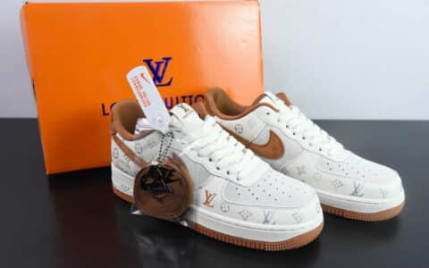 耐克Nike Air Force 1 AF1灰棕LV印花空军一号低帮休闲板鞋纯原版本 货号：CV1724-112