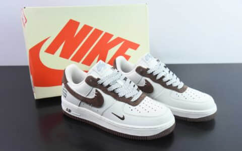 耐克Nike Air Force 1 Low 07 白棕翻毛钩满天星空军一号低帮休闲板鞋纯原版本 货号：SL-987633