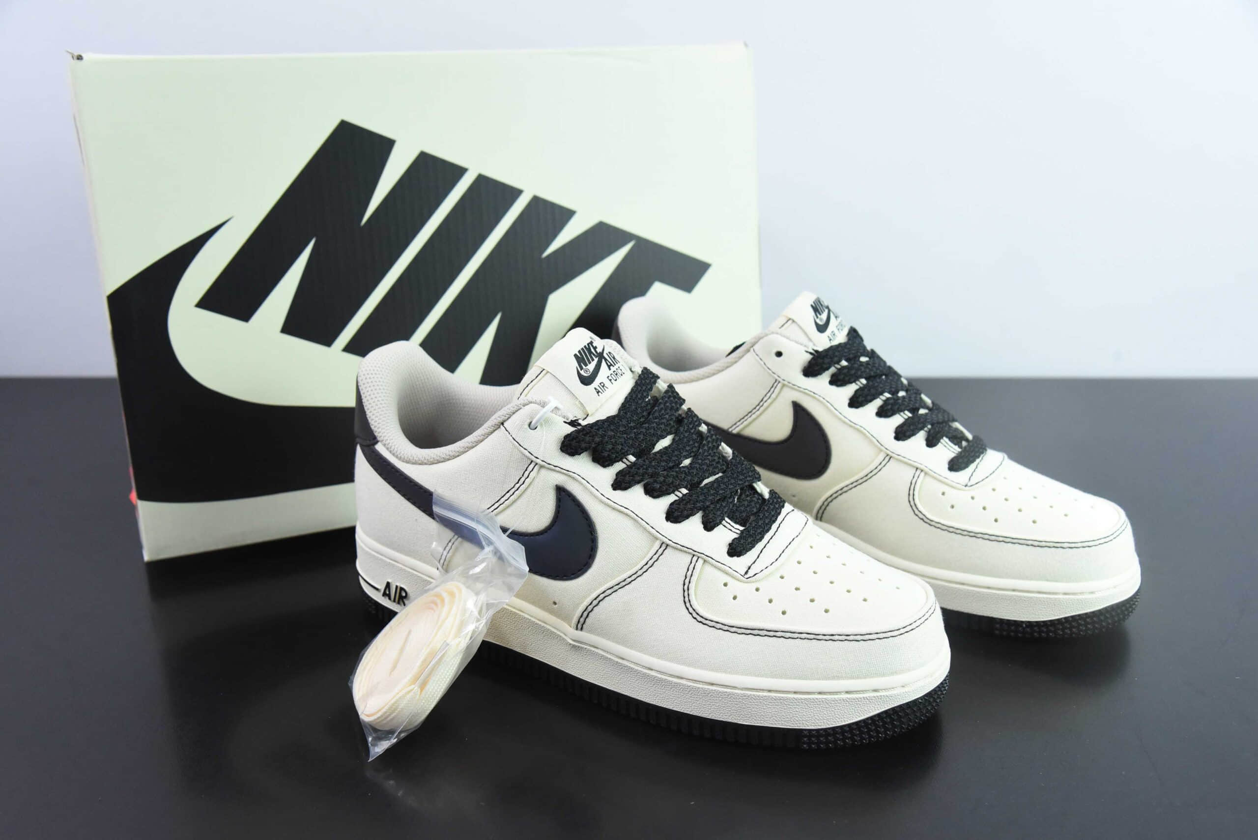 耐克Nike Air Force 1´07 Low米黑布面空军一号低帮百搭休闲运动板鞋纯原版本 货号:TQ1456-288