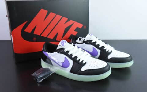 乔丹Air Jordan 1 Low 黑白紫 AJ1乔1低帮休闲板鞋纯原版本 货号：HF0410-001