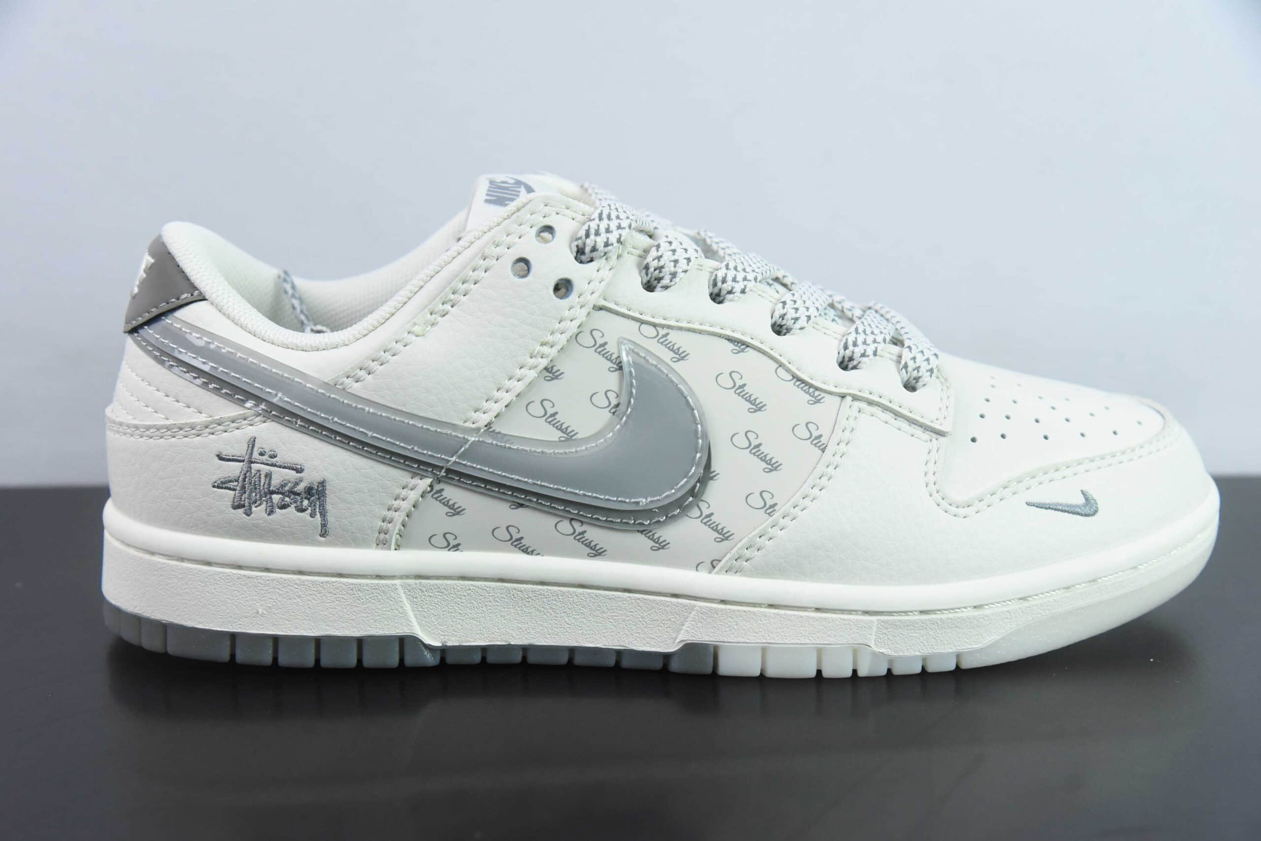 耐克Nike SB Dunk Low 斯图西联名白灰双勾周年高端定制SB低帮休闲板鞋纯原版本 货号:XX2025-206