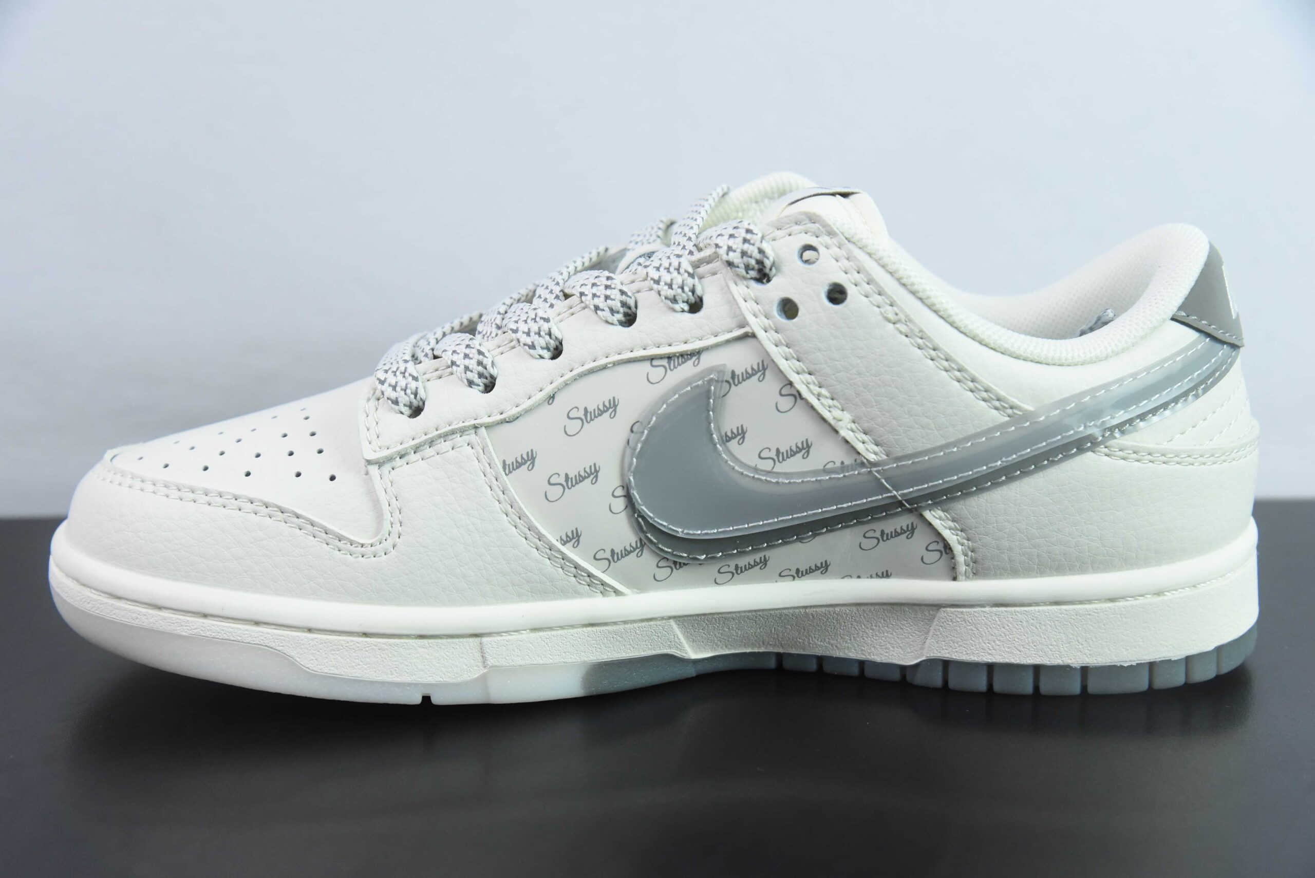 耐克Nike SB Dunk Low 斯图西联名白灰双勾周年高端定制SB低帮休闲板鞋纯原版本 货号:XX2025-206