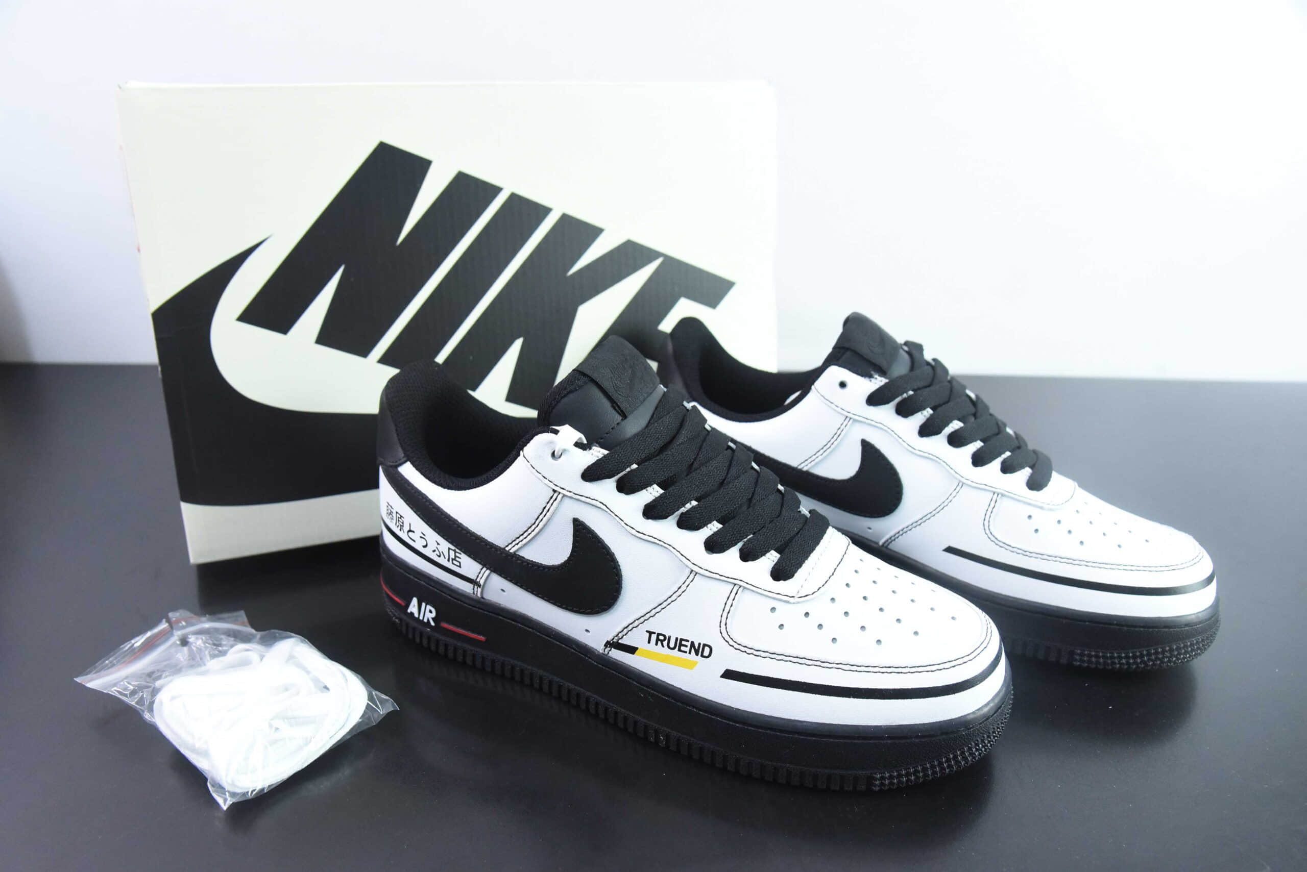 耐克Nike Air Force 1'07 Low 藤原浩联头文字D白黑空军一号低帮休闲板鞋纯原版本 货号: CW2288-019