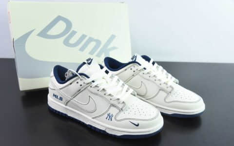 耐克Nike Dunk x MLB 纽约洋基队联名白蓝印花周年高端定制SB低帮休闲板鞋纯原版本 货号：KK1688-001