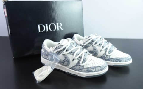 耐克Nike SB Dunk Low x DIOR联名白灰绑带满天星SB低帮休闲板鞋纯原版本 货号：SJ2068-285