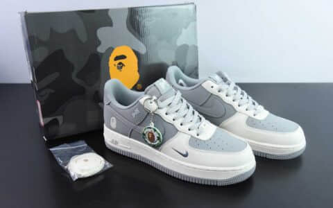 耐克Nike Air Force 1’07 Low Bape联名米白灰空军一号低帮休闲板鞋纯原版本 货号：BB6566-207
