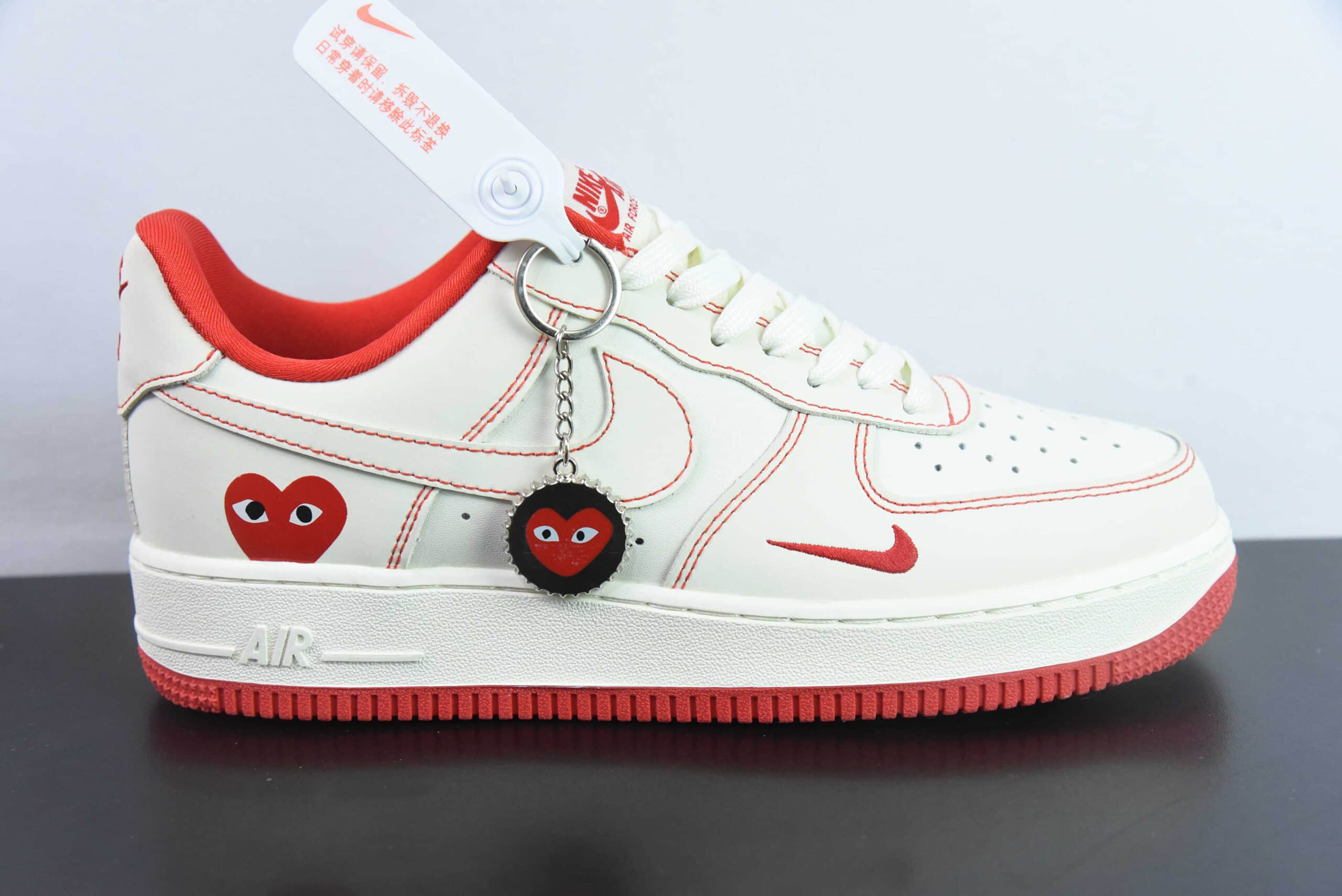 耐克NIke Air Force 1 '07 Low 川久保玲联名米白红线空军一号低帮运动休闲鞋纯原版本 货号：KK3333-001