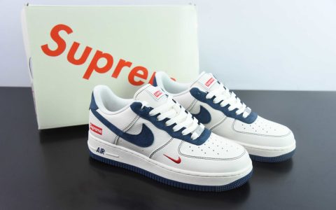 耐克NIke Air Force 1 '07 Low “Supreme联名米蓝翻毛勾”空军一号低帮休闲板鞋纯原版本 货号：XZ3328-669
